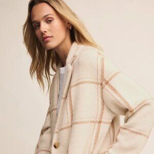 Z SUPPLY Mason Windowpane Coat - Sea Salt Plaid (M)